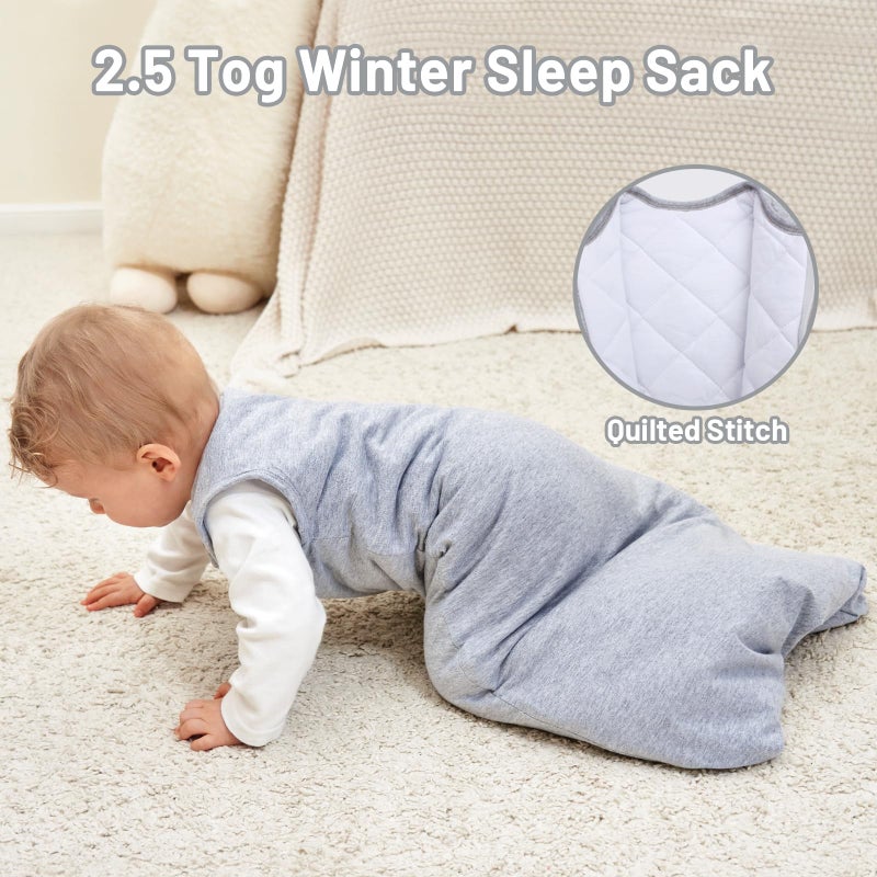 Roksuma Infant Sleep Sack 6-12 Months Winter Quilted 2.5 Tog 100% Cotton 2-Way Zipper Unisex Warm Baby Soft Toddler Wearable Blanket (Medium) - Image 3